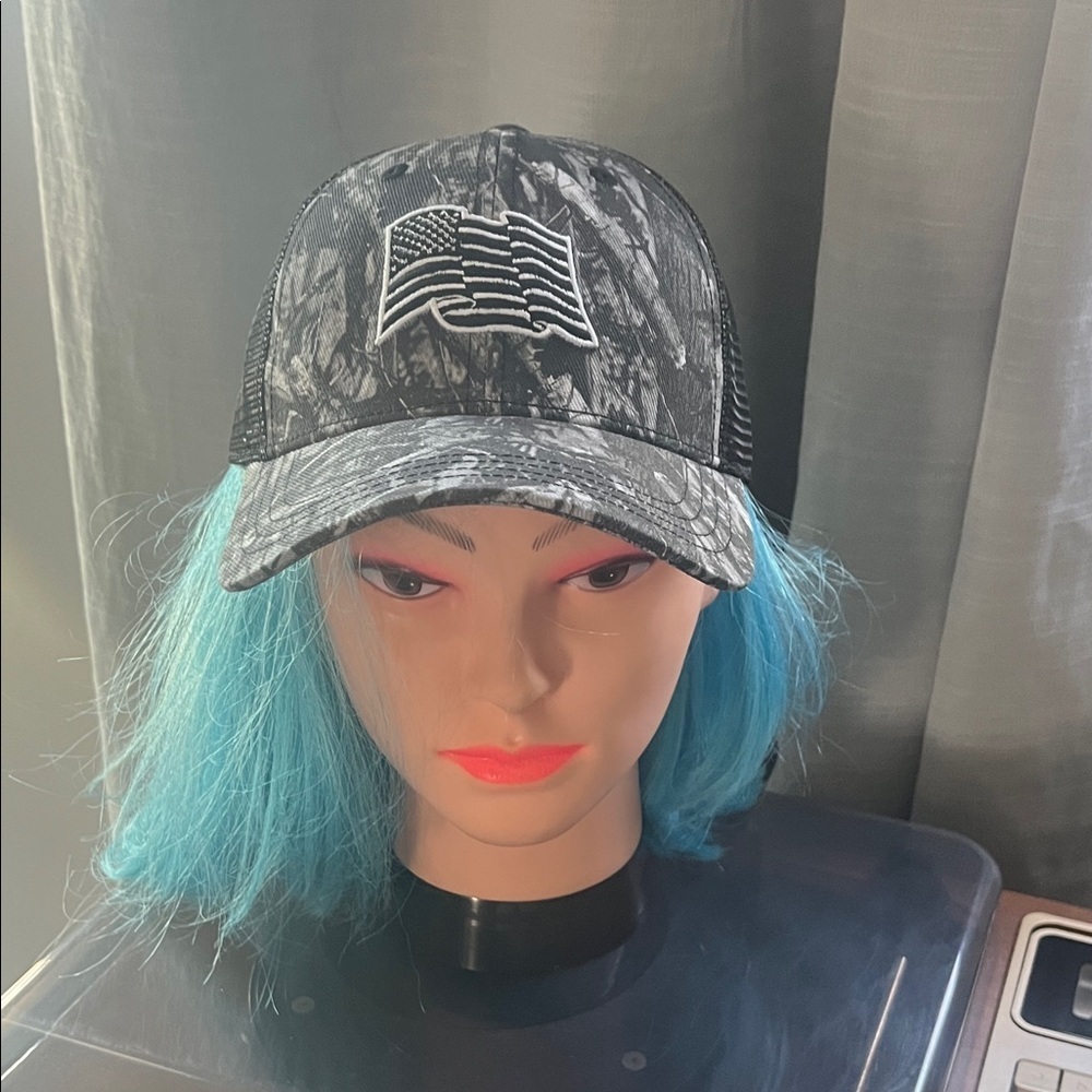 Gray Camouflage Cap with Flag Design